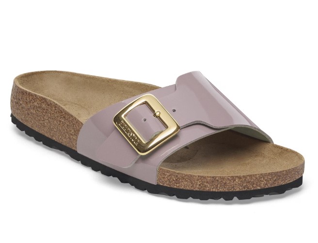 Pianelle Birkenstock Catalina Cushion Buckle Birko Flor vernice Patent Fated viola - misura 38